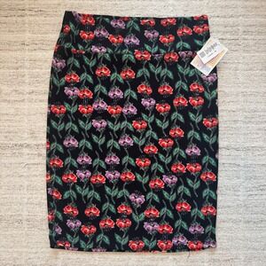NEW LuLaRoe Cassie Pencil Skirt Roses Valentine Black